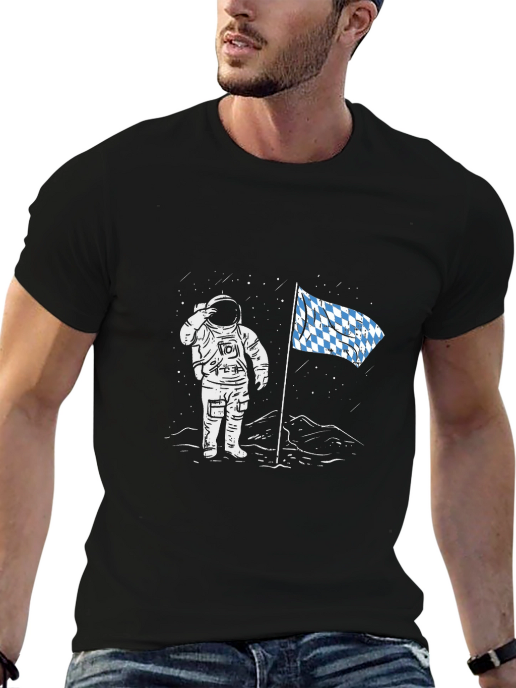 Astronaut Moon Landing T-Shirt - Black