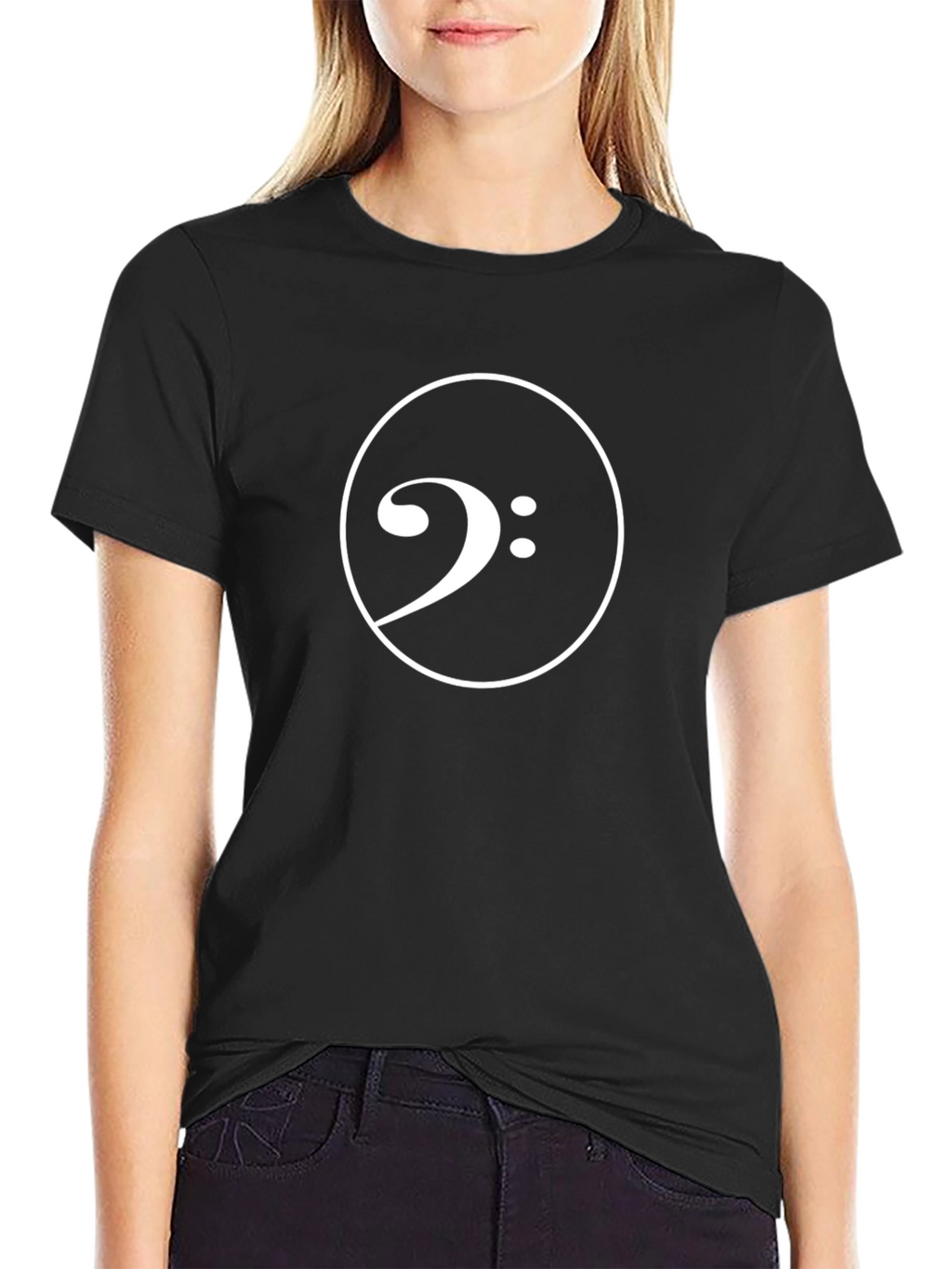 Bass Clef Black T-Shirt Music Lover Tee