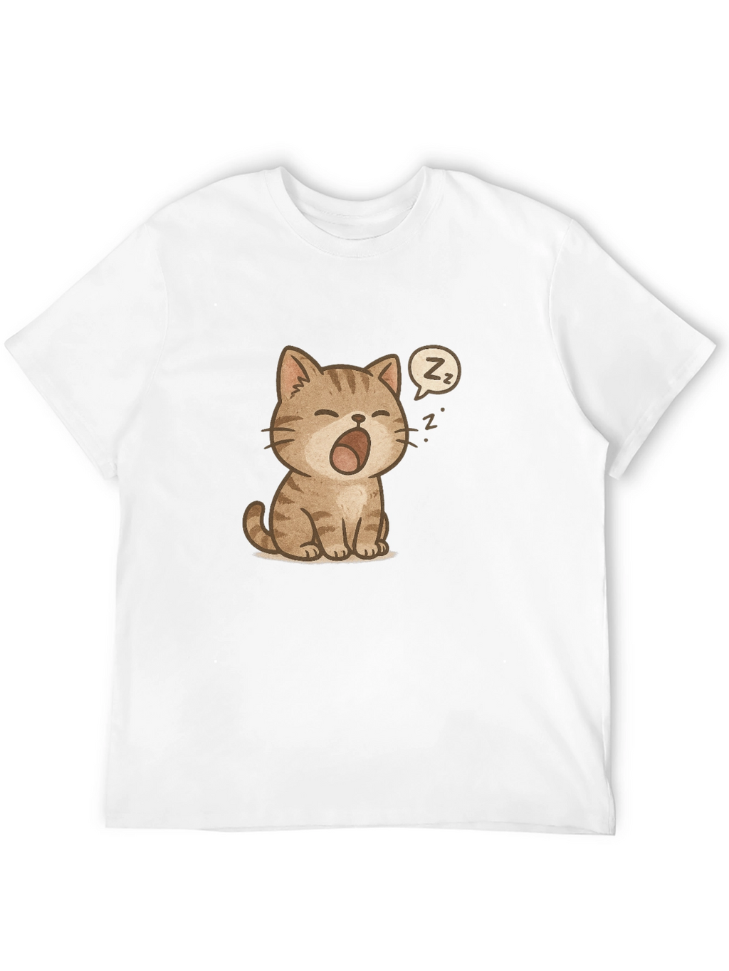 Cute Sleeping Cat Graphic Black T-Shirt