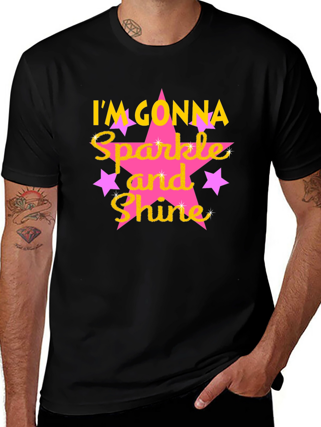 Sparkle and Shine Graphic Tee - Black Cotton Blend