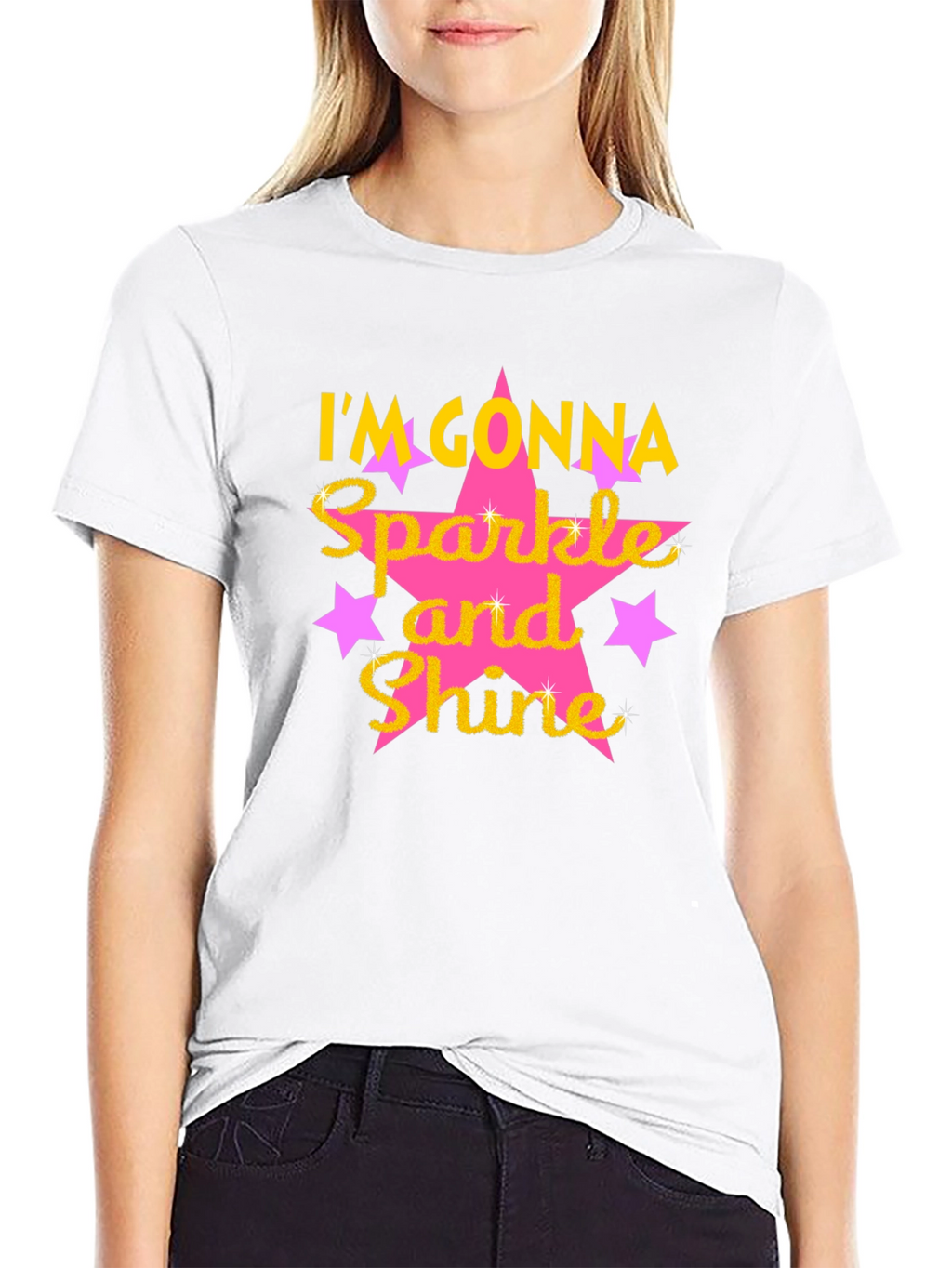 Sparkle and Shine Graphic Tee - Black Cotton Blend