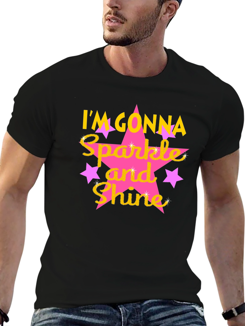 Sparkle and Shine Graphic Tee - Black Cotton Blend