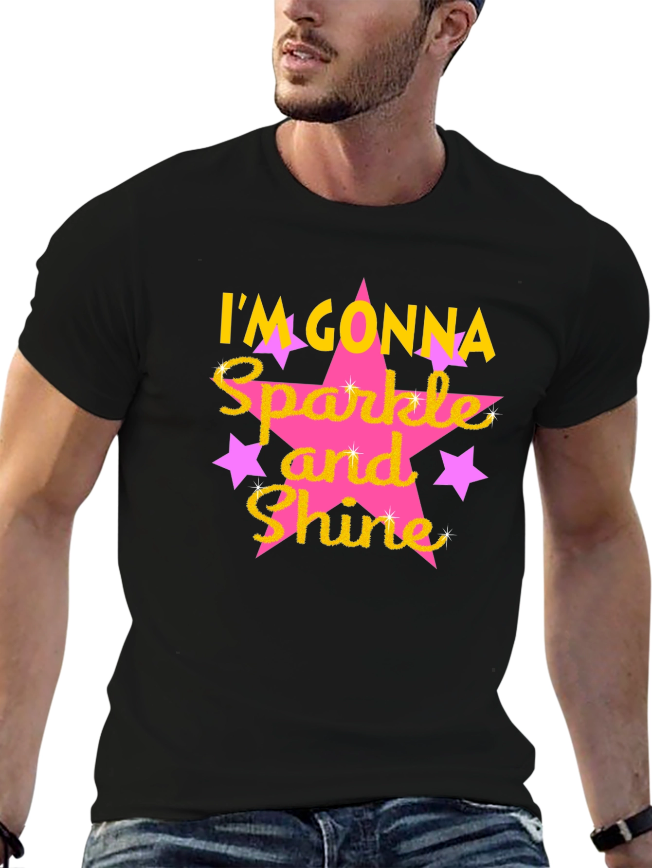 Sparkle and Shine Graphic Tee - Black Cotton Blend
