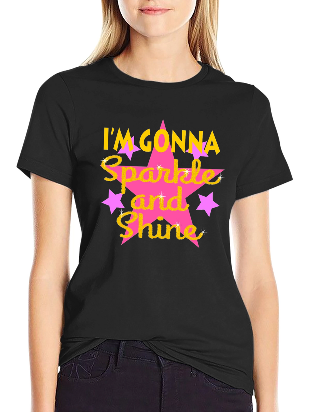 Sparkle and Shine Graphic Tee - Black Cotton Blend