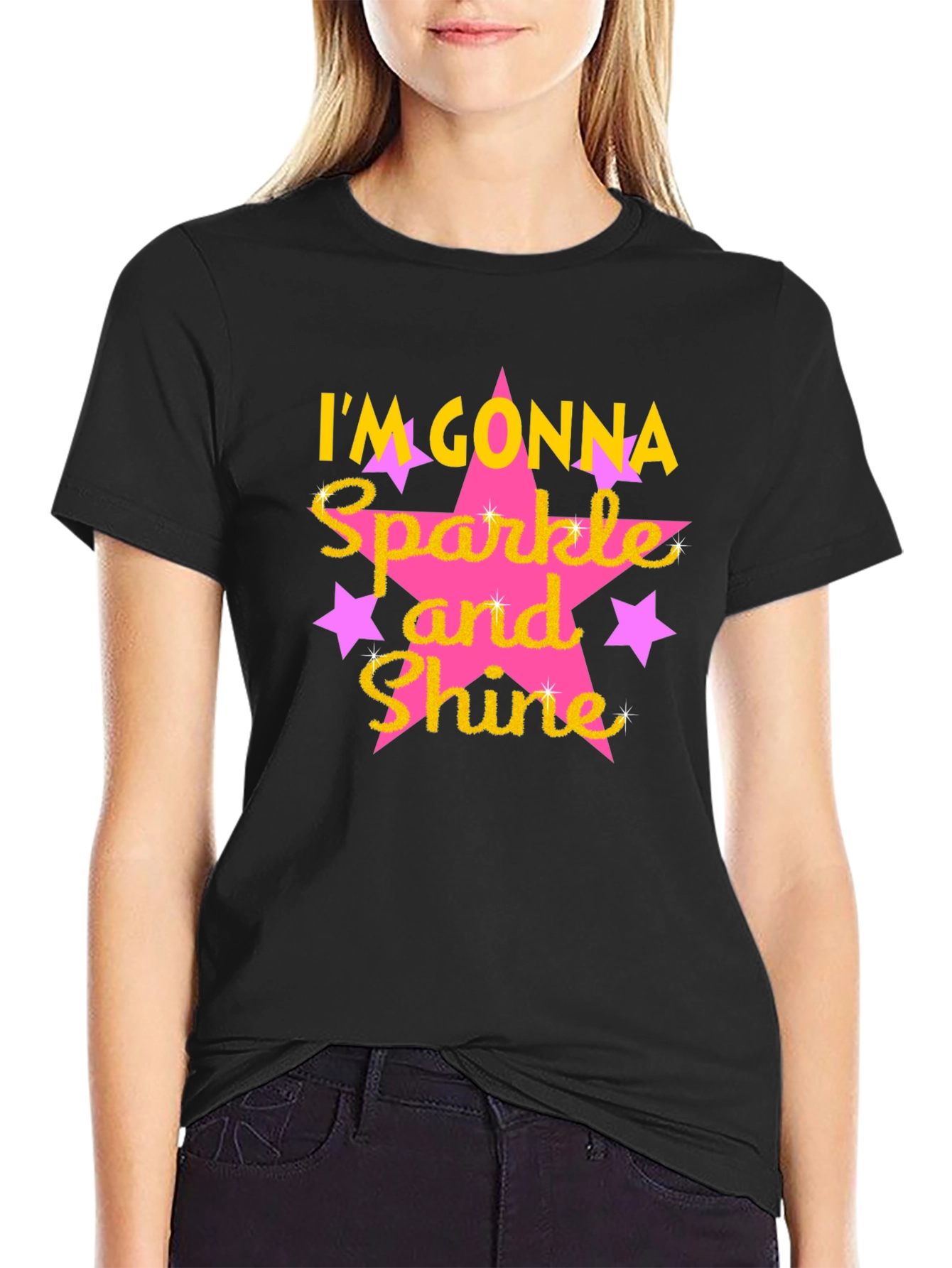 Sparkle and Shine Graphic Tee - Black Cotton Blend