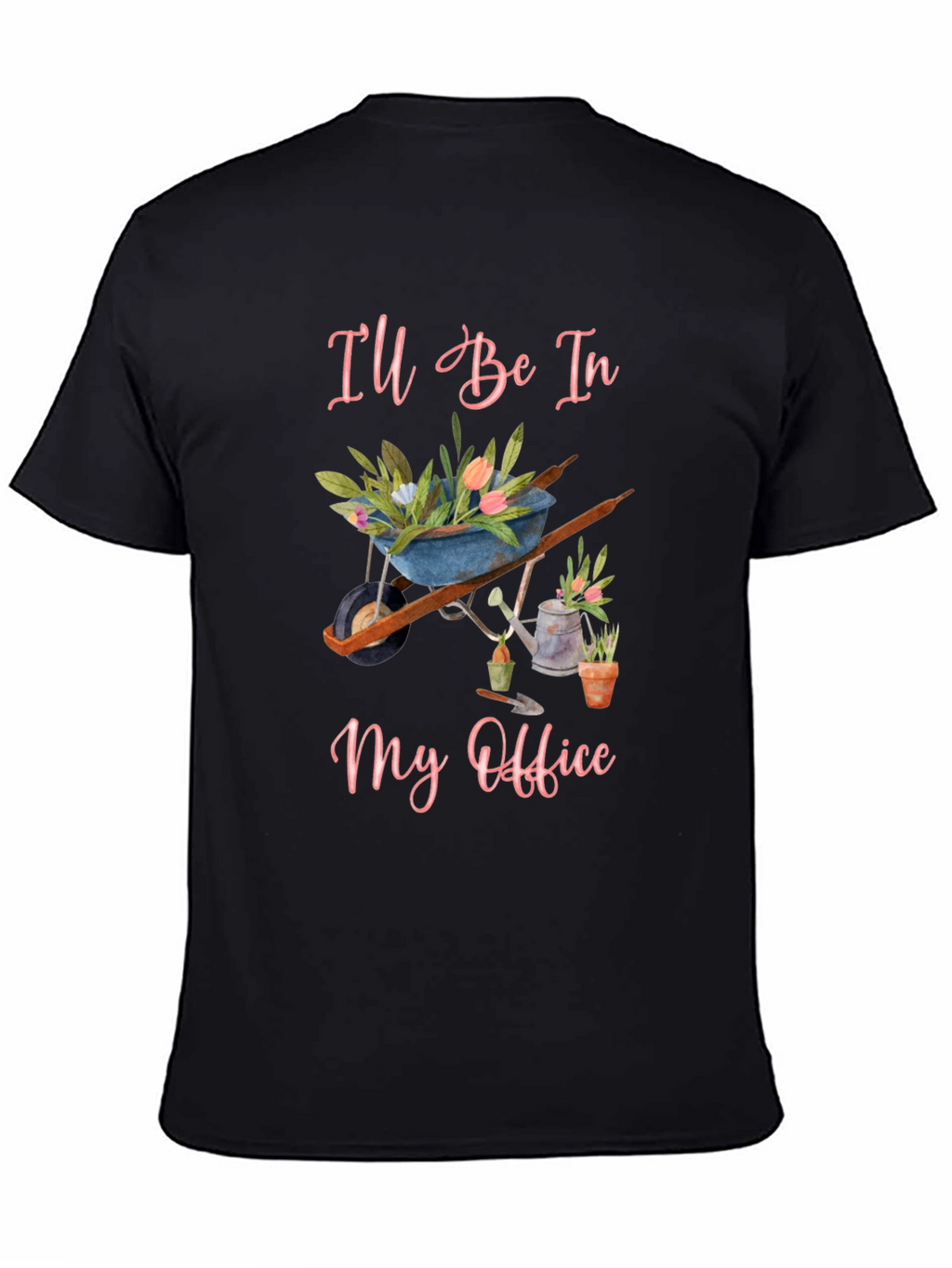 Gardeners Office T-Shirt - Floral Wheelbarrow Design