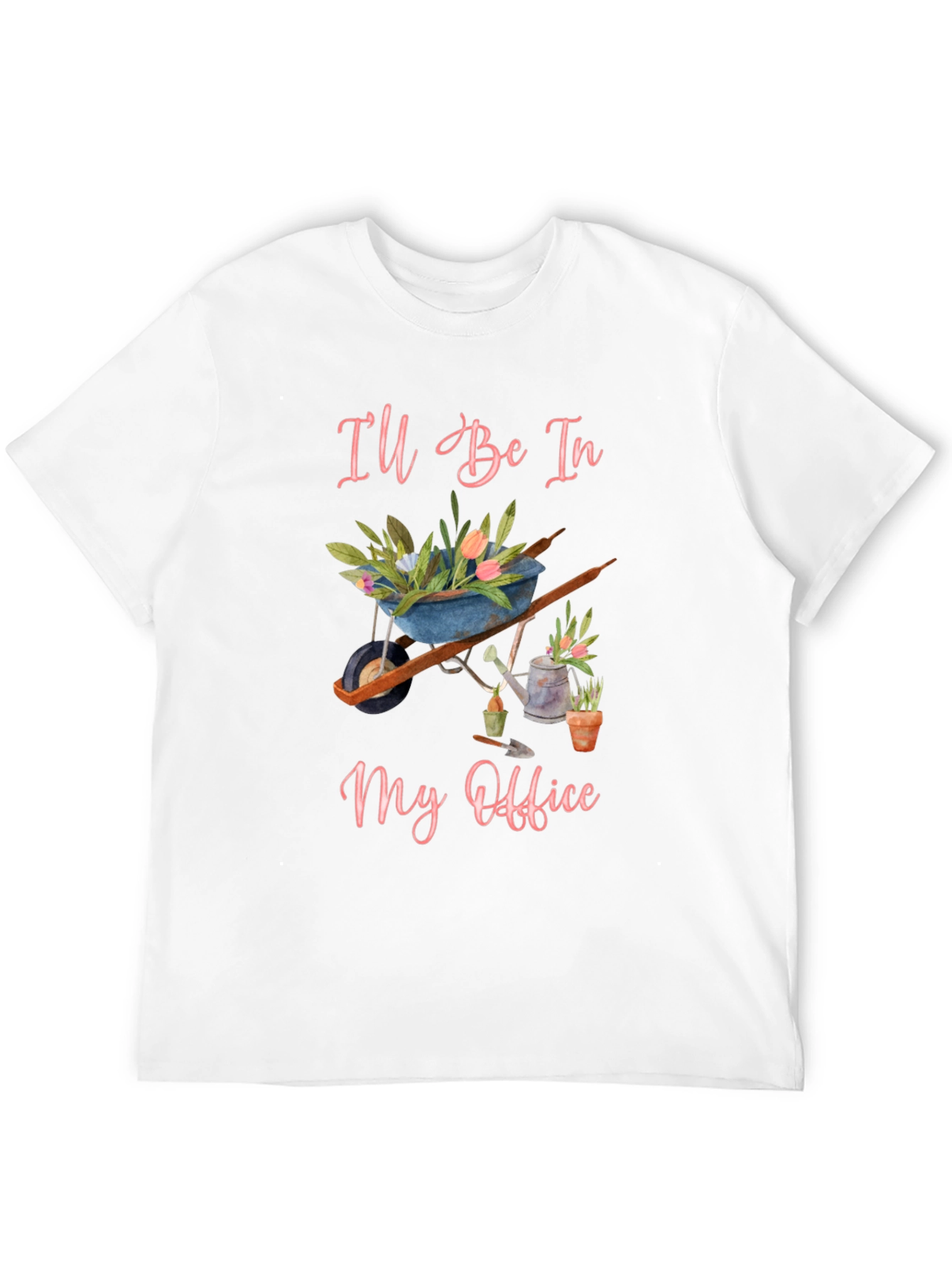 Gardeners Office T-Shirt - Floral Wheelbarrow Design