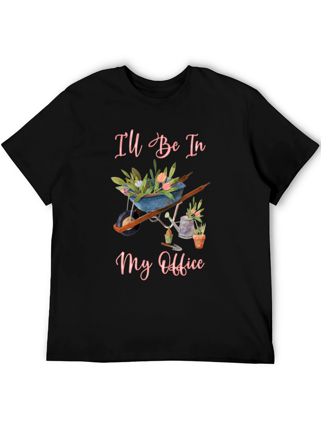 Gardeners Office T-Shirt - Floral Wheelbarrow Design
