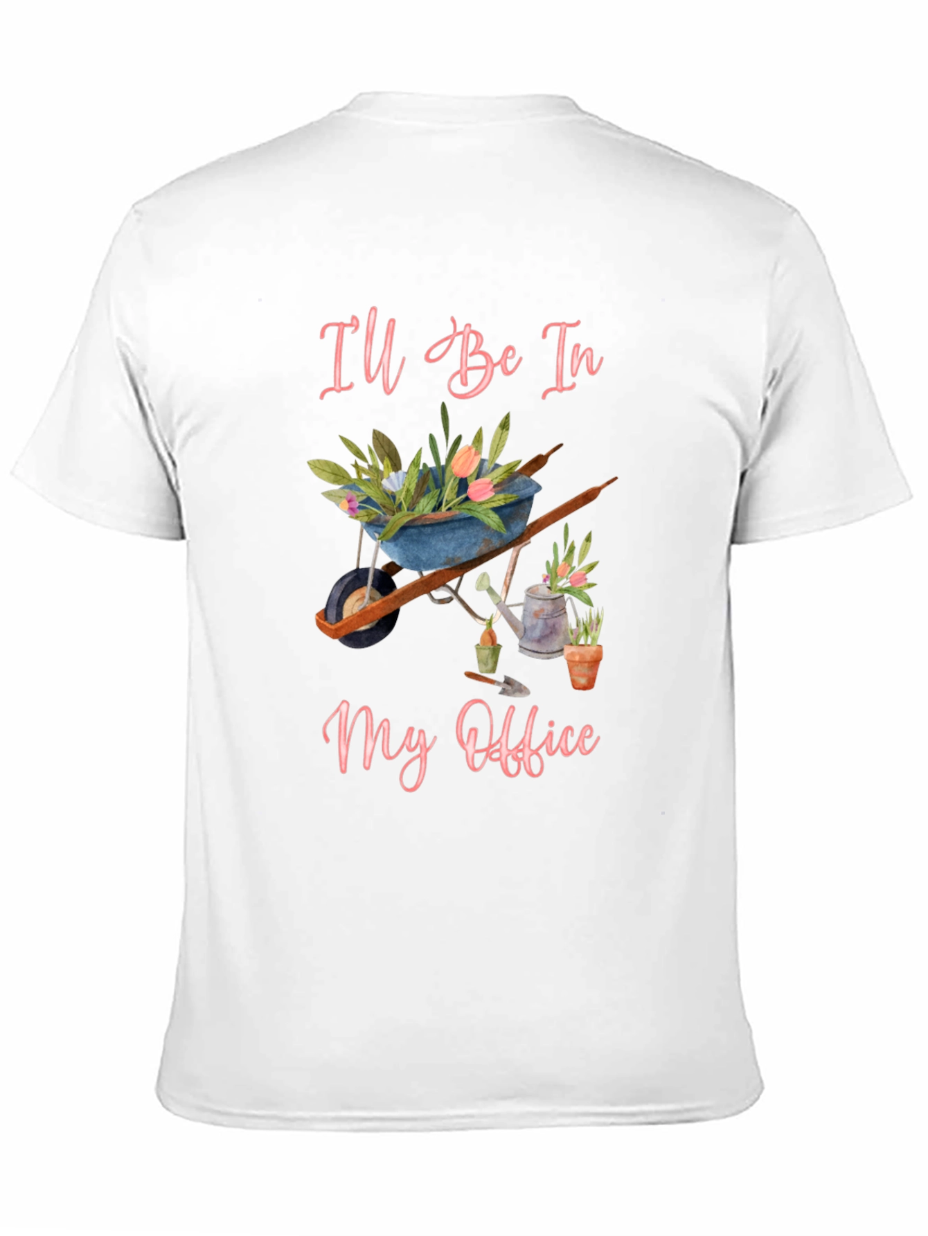 Gardeners Office T-Shirt - Floral Wheelbarrow Design
