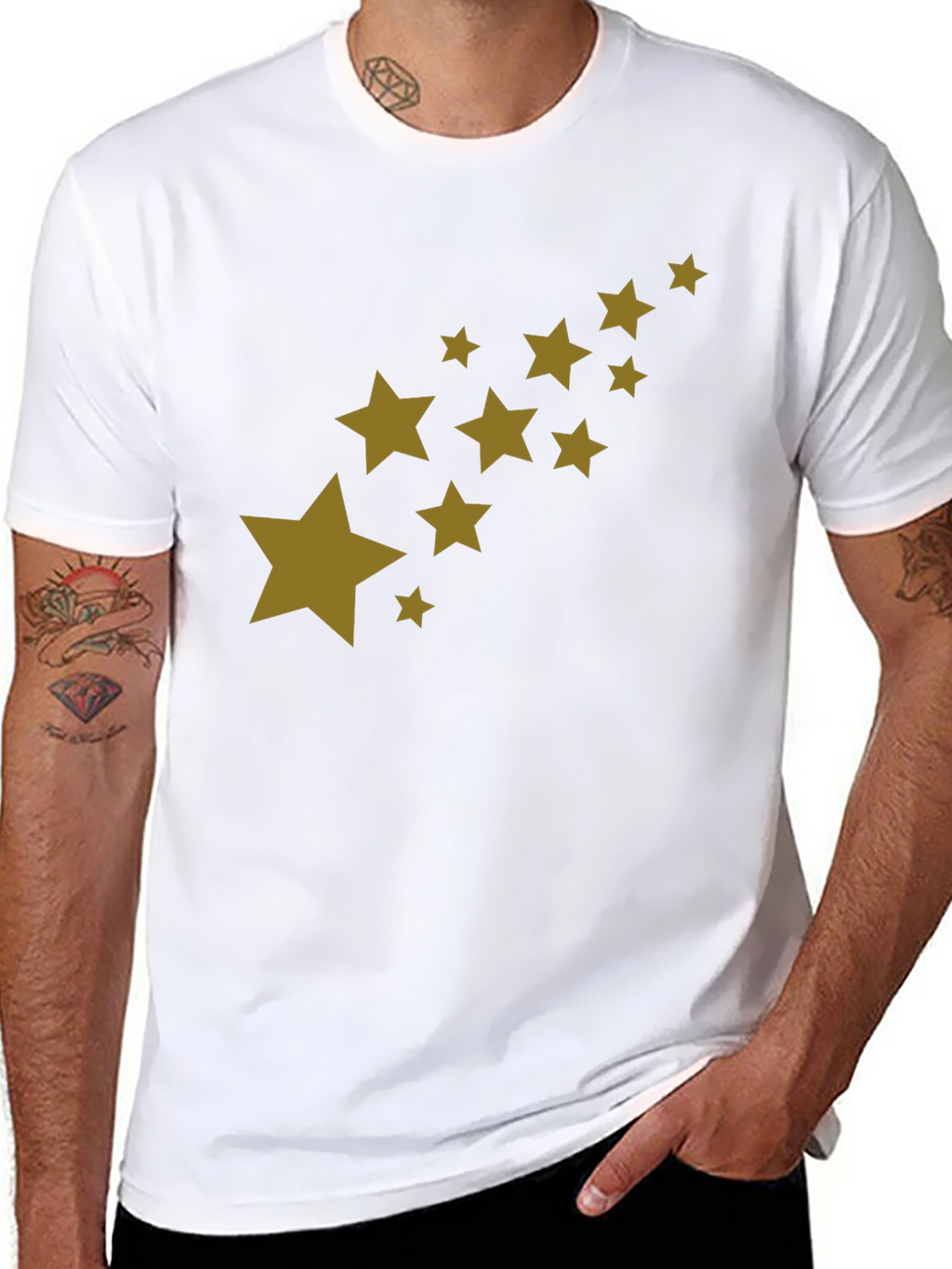 Mens Black T-Shirt with Star Graphic