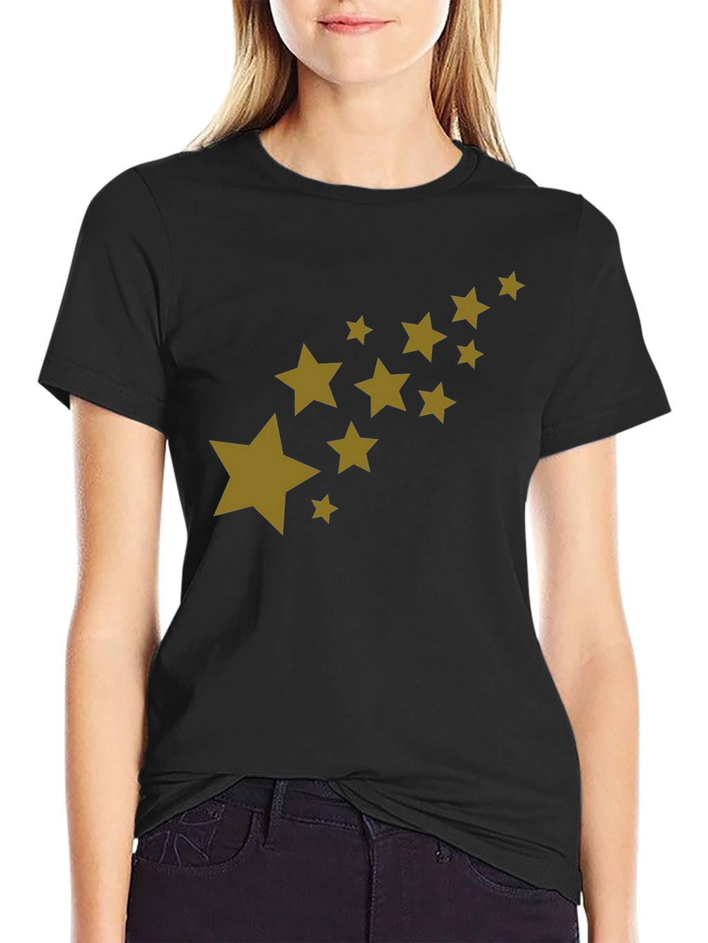 Mens Black T-Shirt with Star Graphic