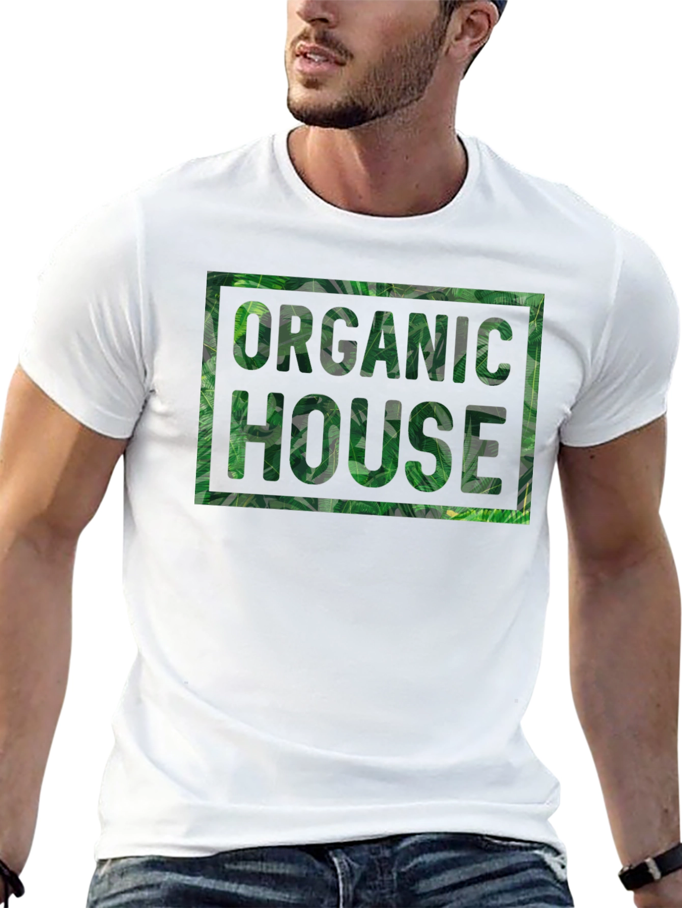 Organic House Leaf Print T-Shirt
