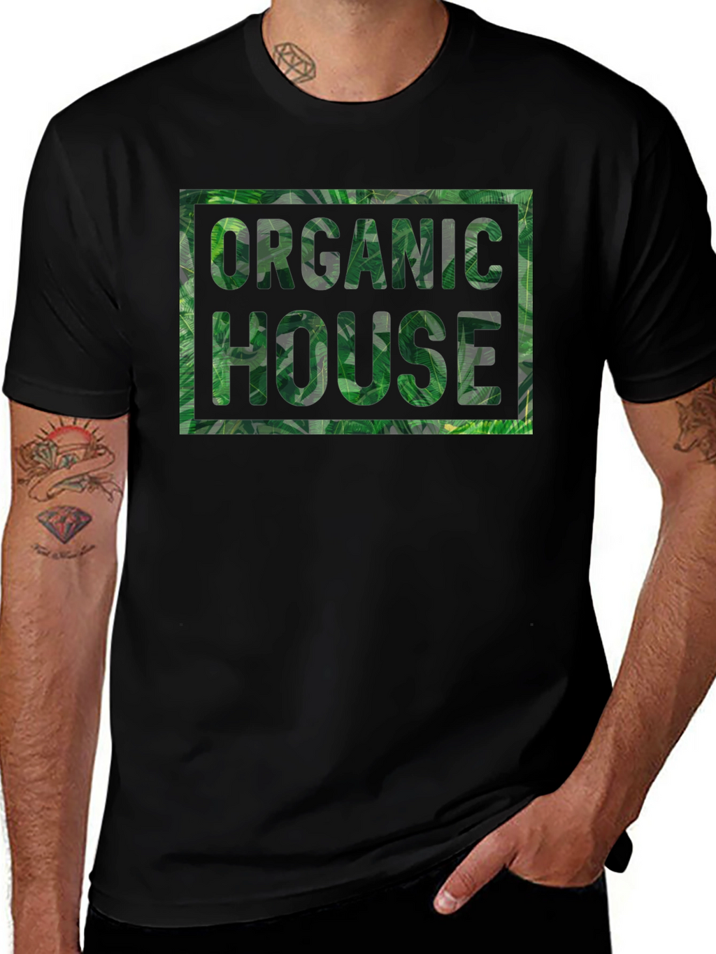 Organic House Leaf Print T-Shirt