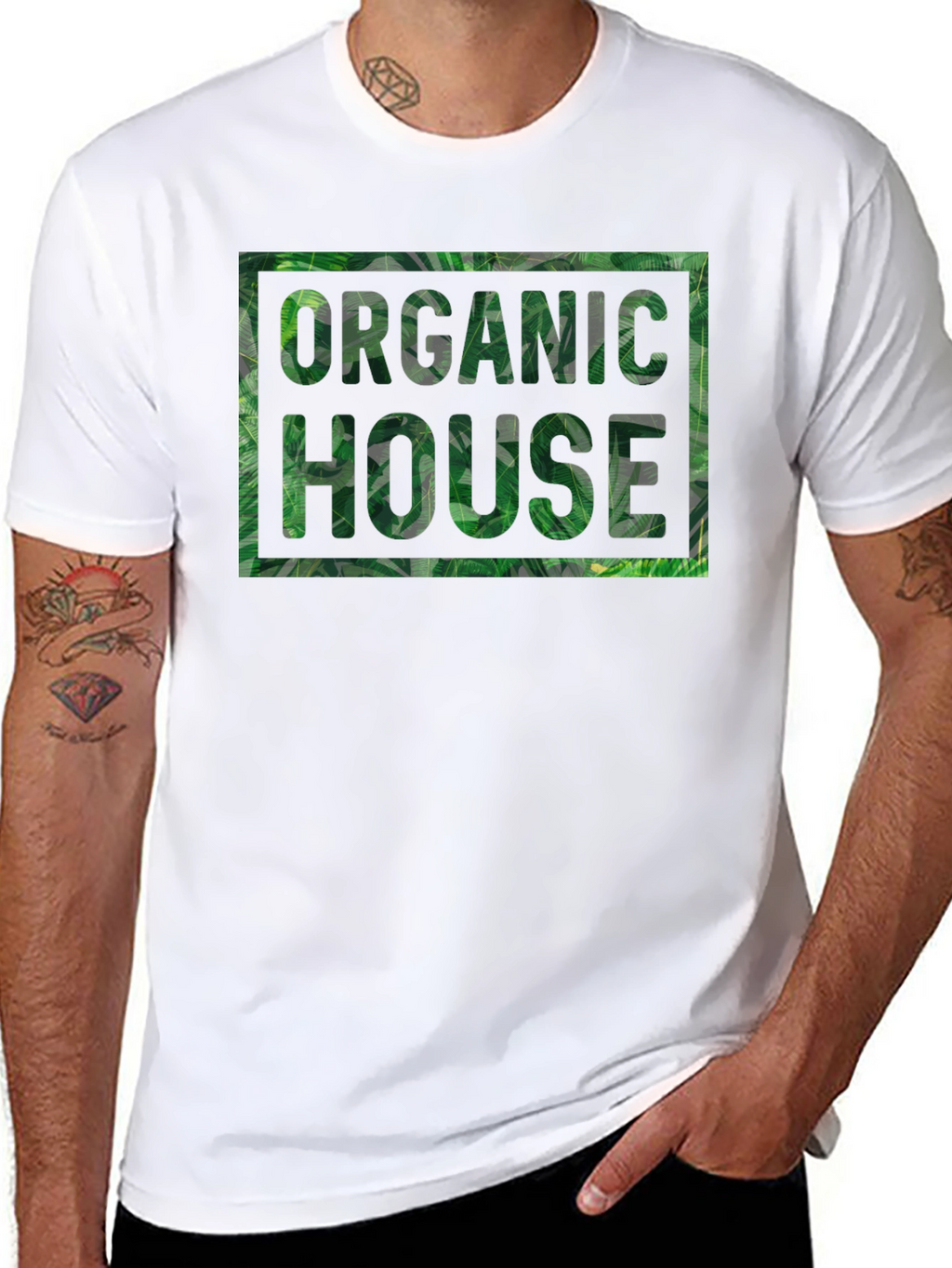 Organic House Leaf Print T-Shirt
