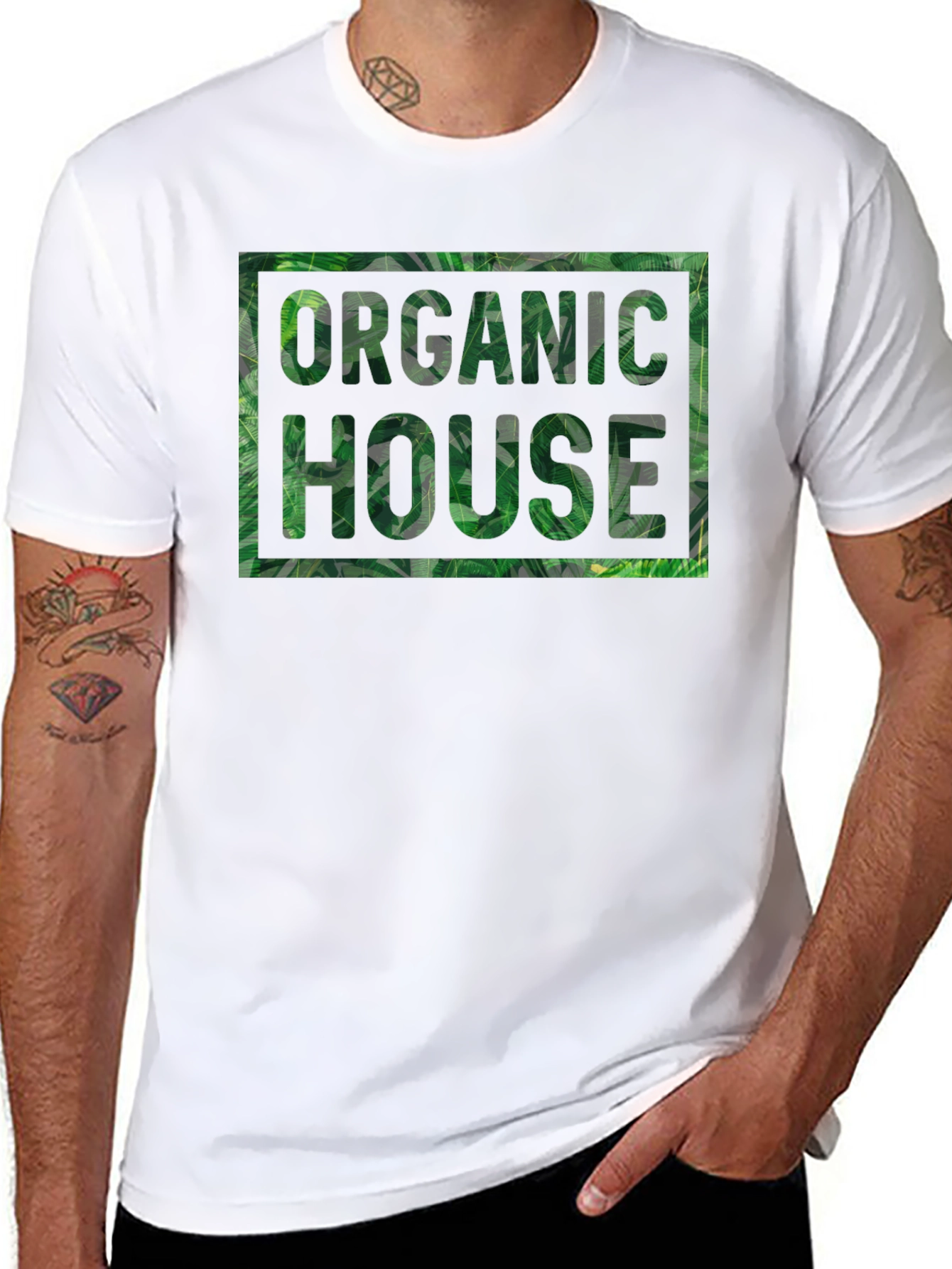 Organic House Leaf Print T-Shirt