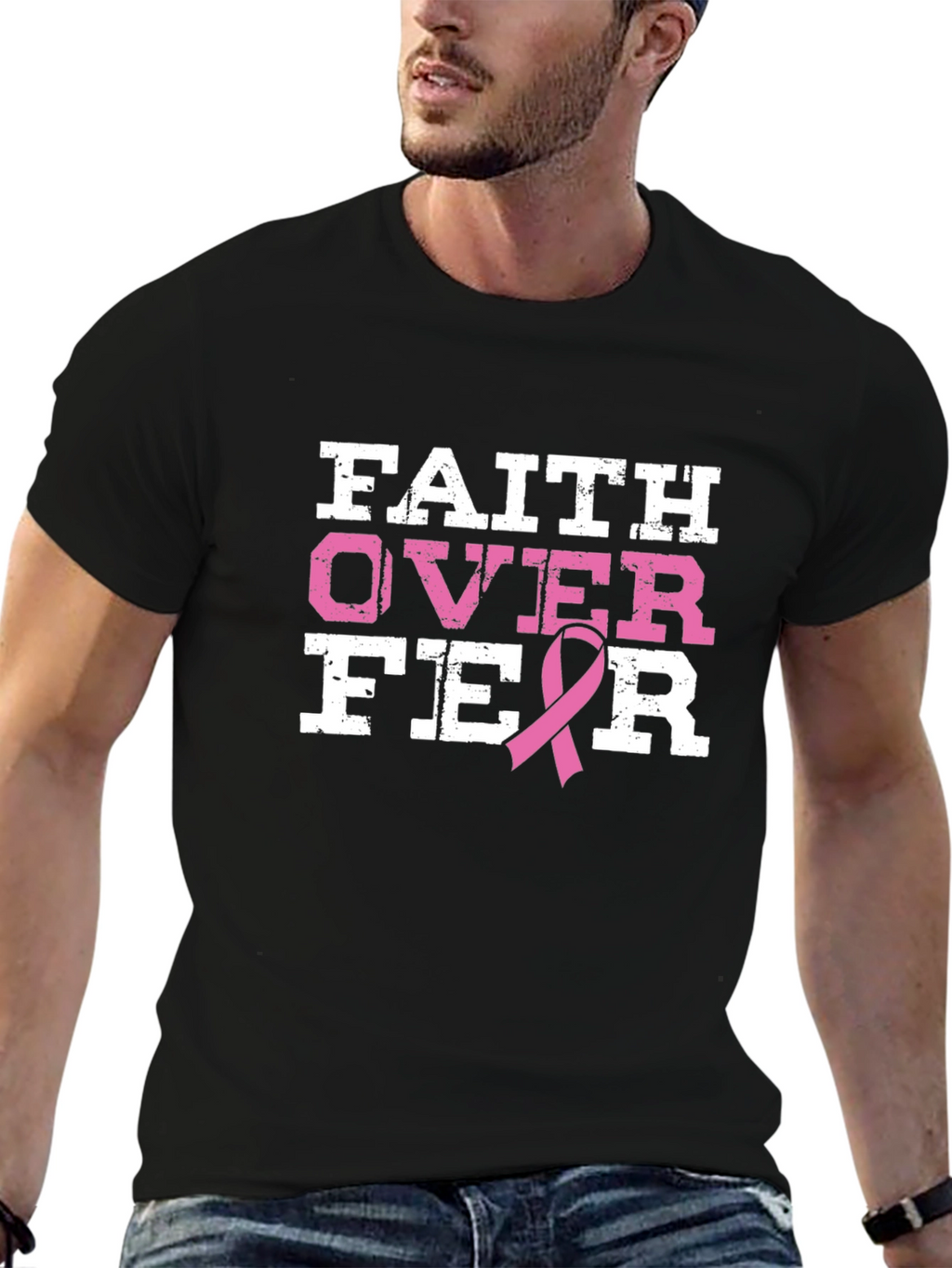 Faith Over Fear Breast Cancer Awareness T-Shirt