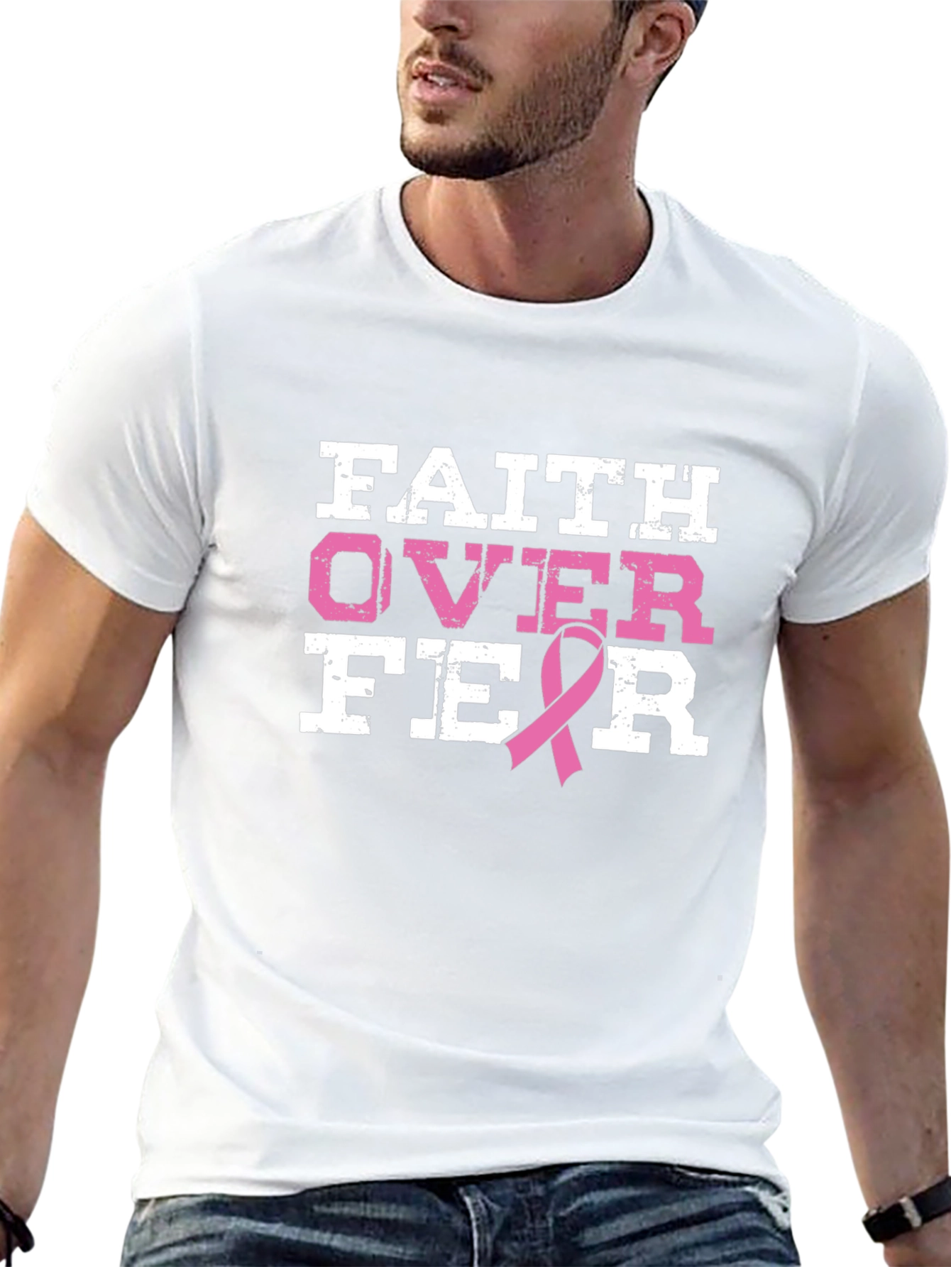 Faith Over Fear Breast Cancer Awareness T-Shirt