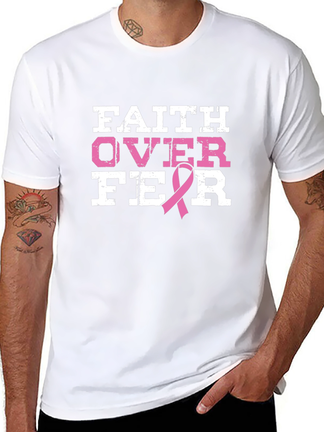 Faith Over Fear Breast Cancer Awareness T-Shirt
