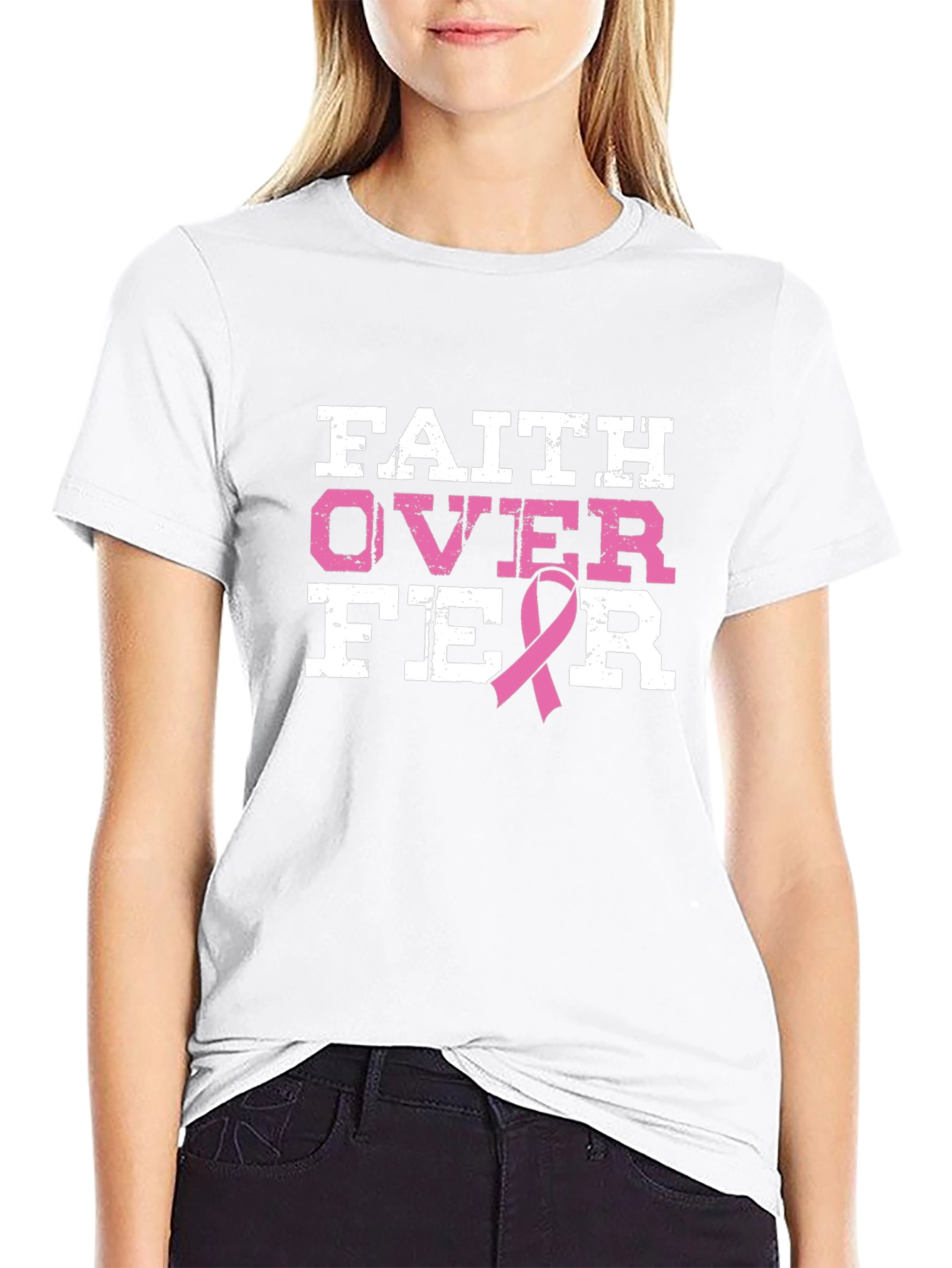 Faith Over Fear Breast Cancer Awareness T-Shirt
