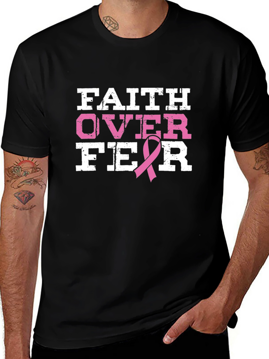 Faith Over Fear Breast Cancer Awareness T-Shirt