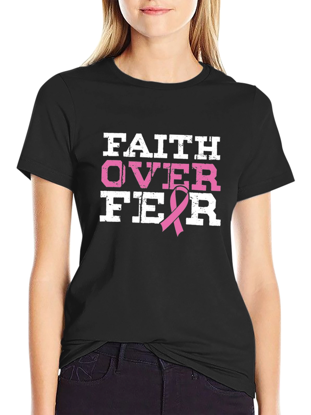 Faith Over Fear Breast Cancer Awareness T-Shirt