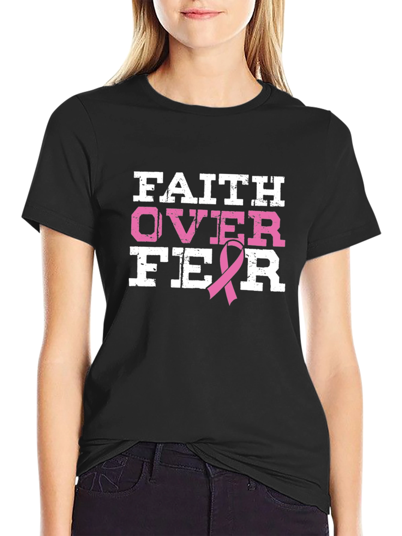 Faith Over Fear Breast Cancer Awareness T-Shirt