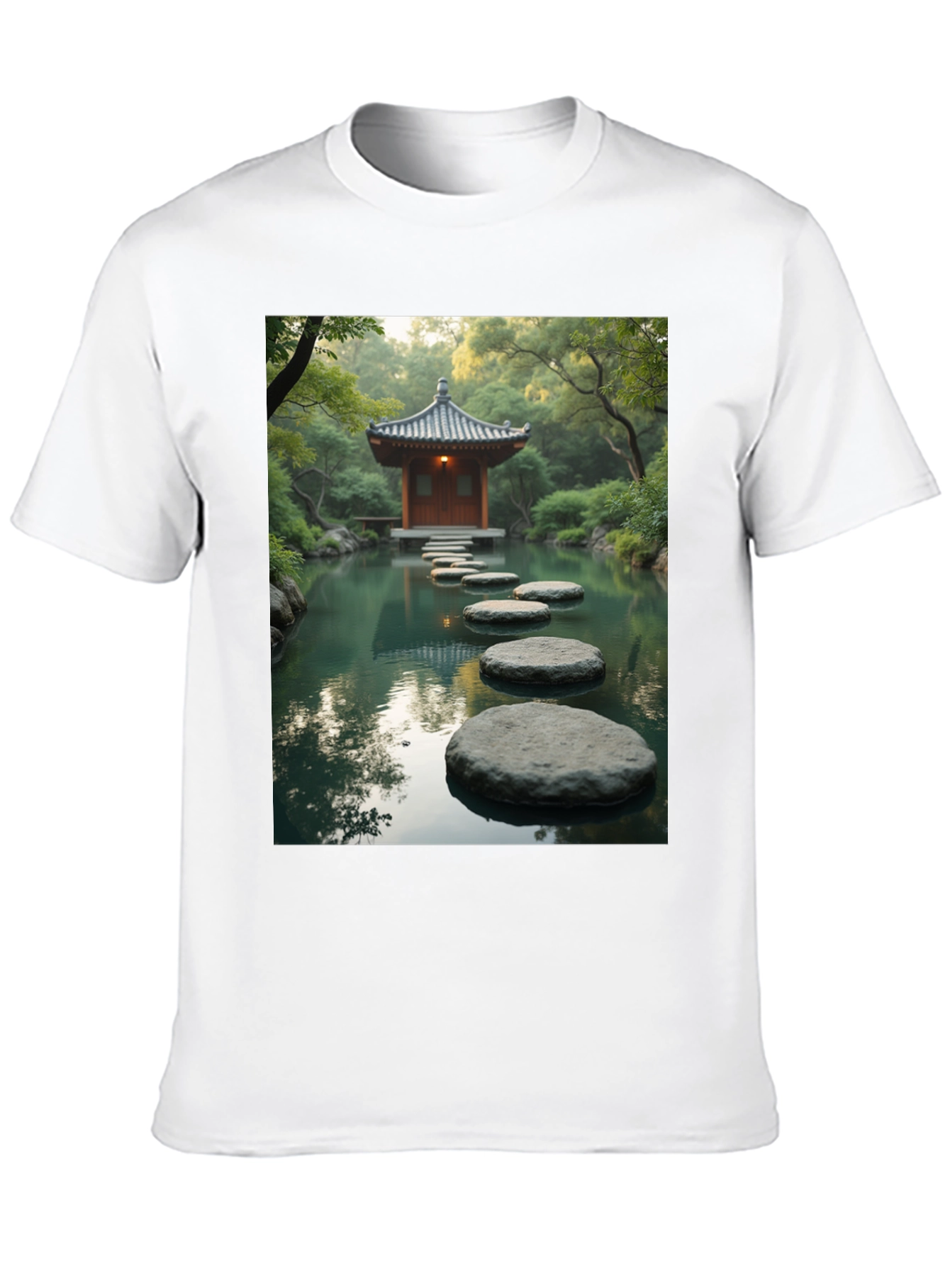 Zen Garden T-Shirt - Peaceful Stepping Stones Design