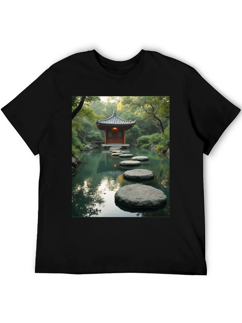 Zen Garden T-Shirt - Peaceful Stepping Stones Design