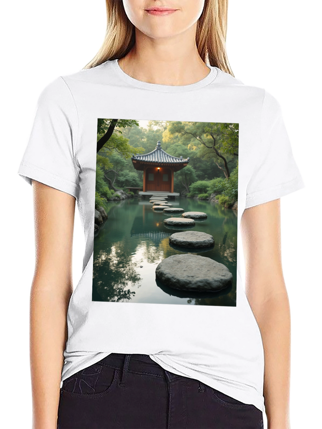 Zen Garden T-Shirt - Peaceful Stepping Stones Design