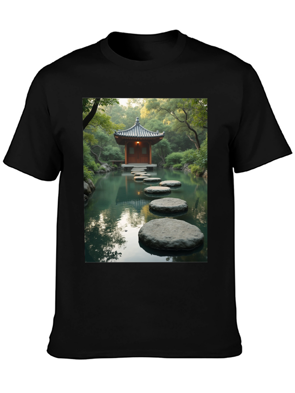 Zen Garden T-Shirt - Peaceful Stepping Stones Design