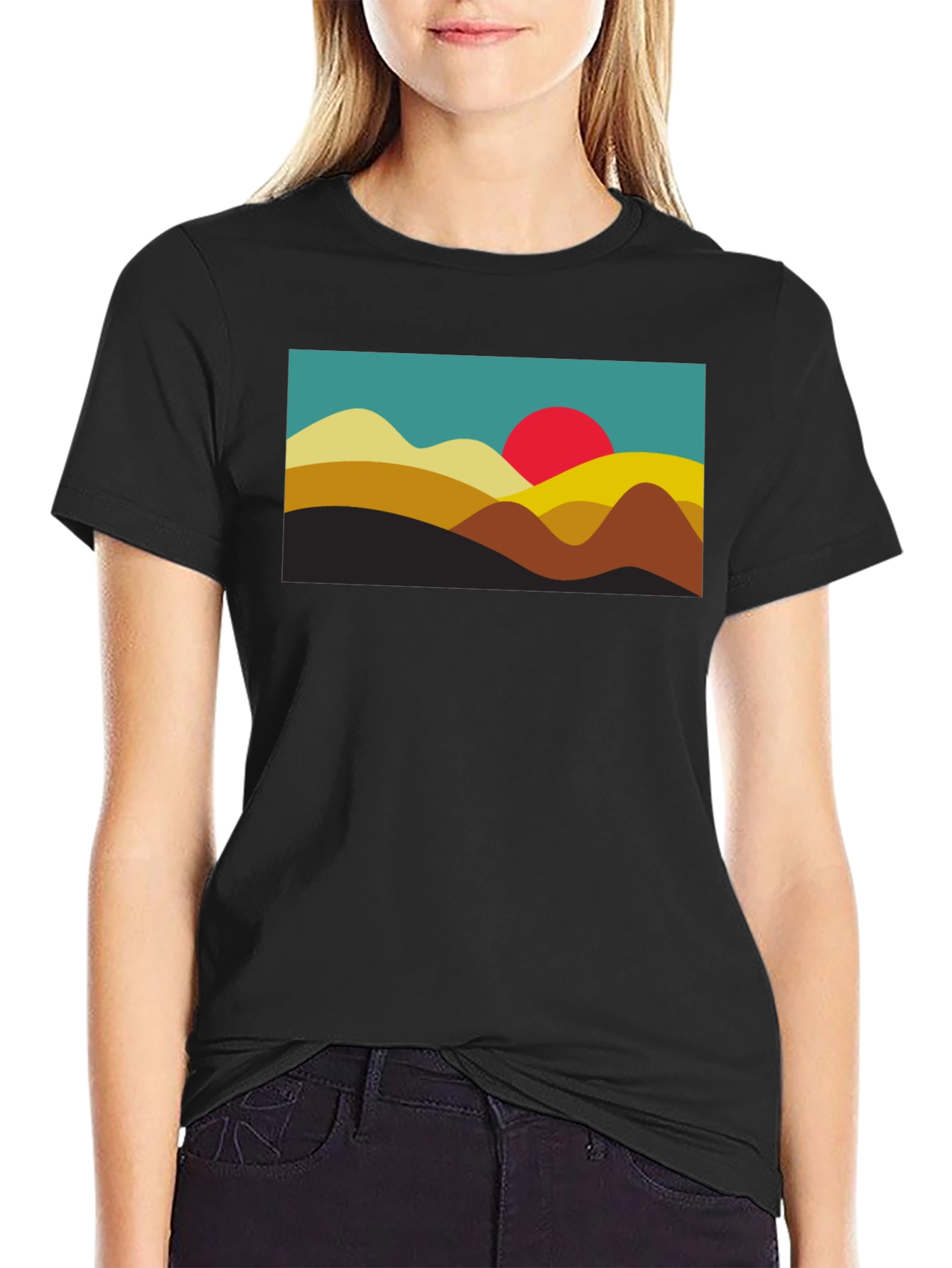 Retro Sunset Graphic Tee - Black