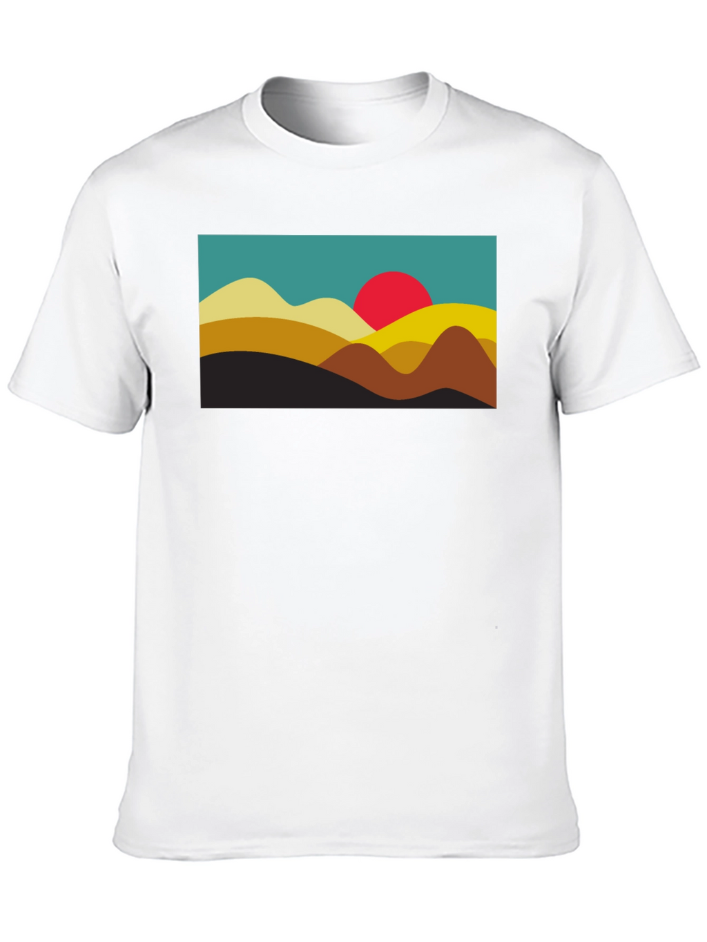 Retro Sunset Graphic Tee - Black