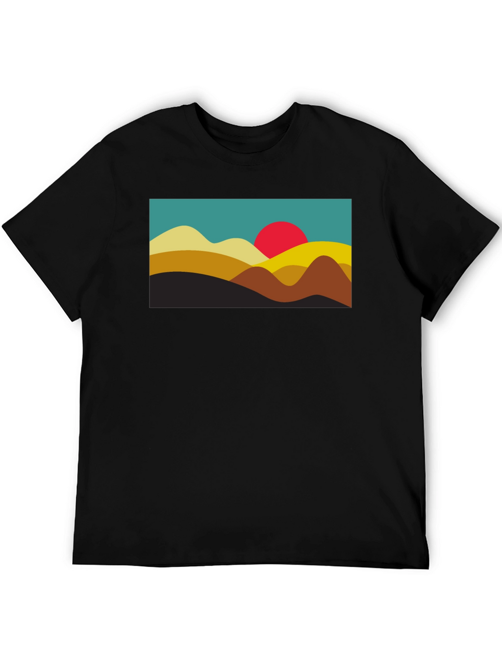 Retro Sunset Graphic Tee - Black