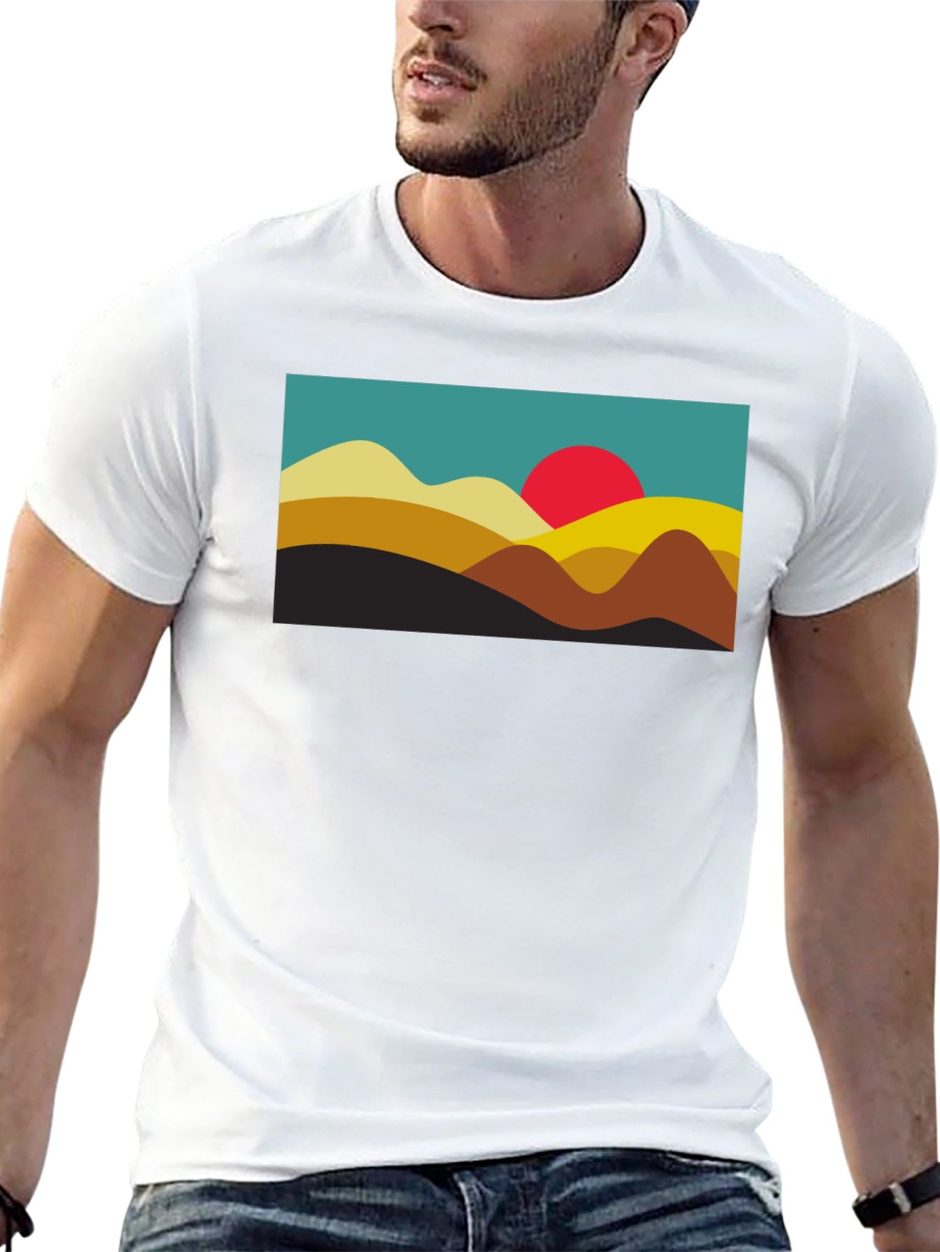 Retro Sunset Graphic Tee - Black