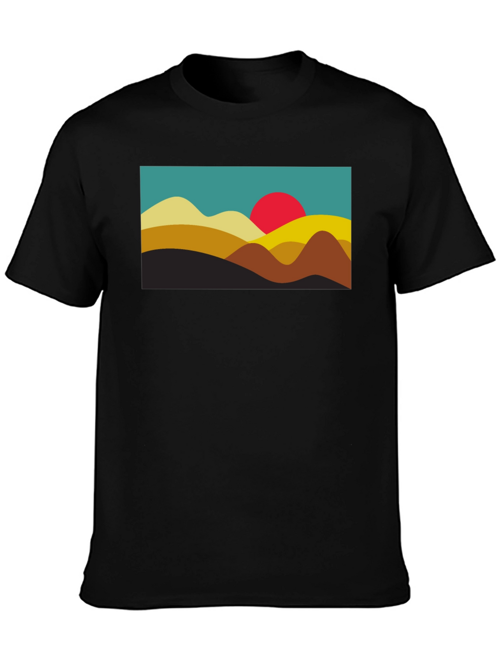 Retro Sunset Graphic Tee - Black