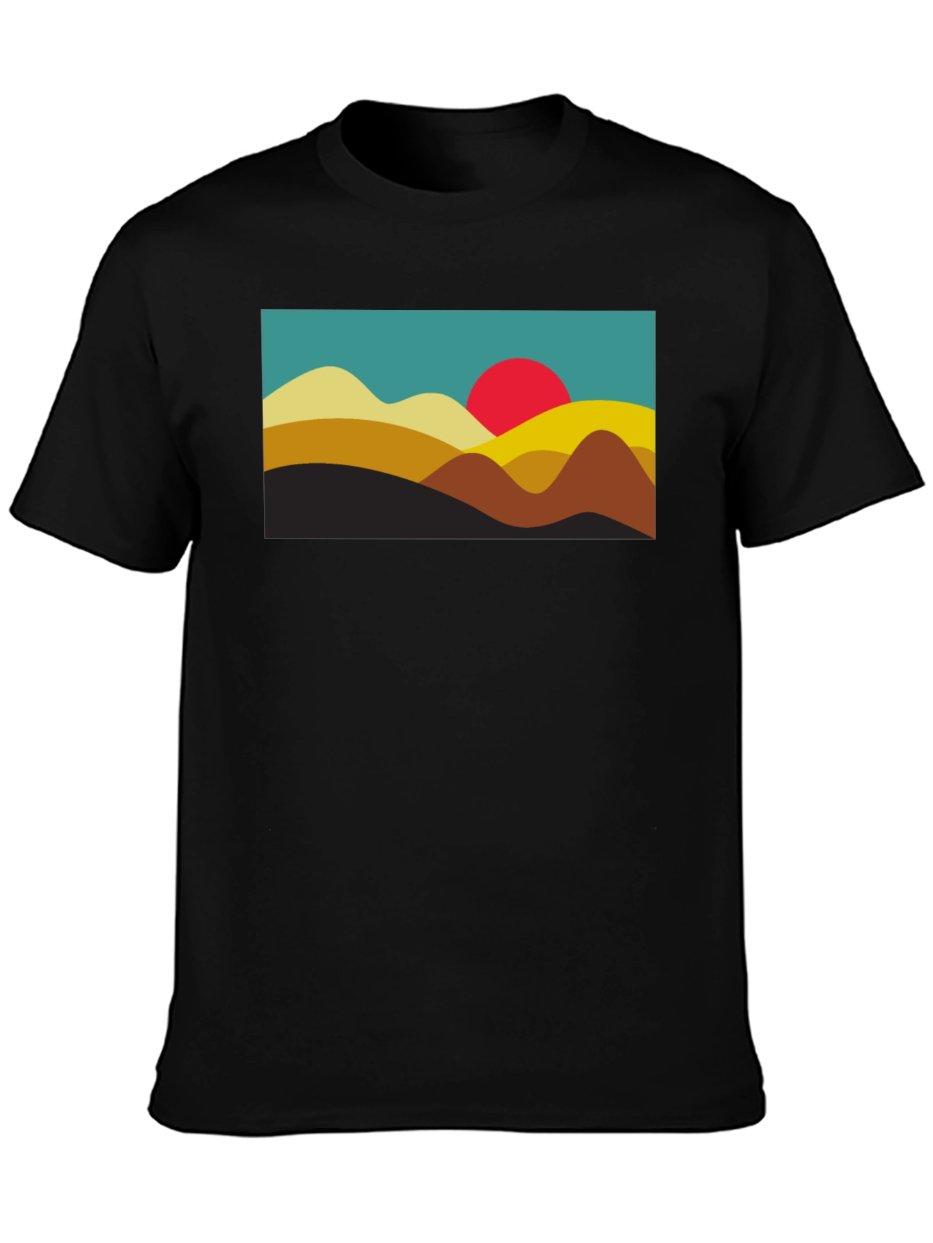 Retro Sunset Graphic Tee - Black