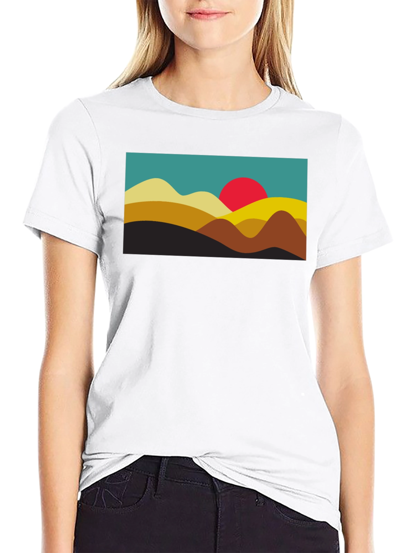 Retro Sunset Graphic Tee - Black