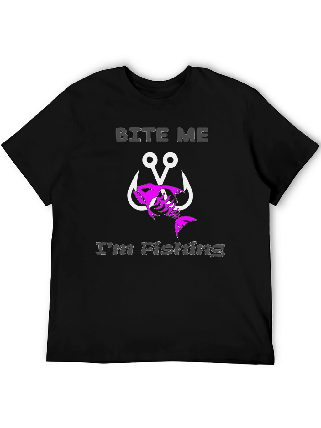 Bite Me Im Fishing Black T-Shirt
