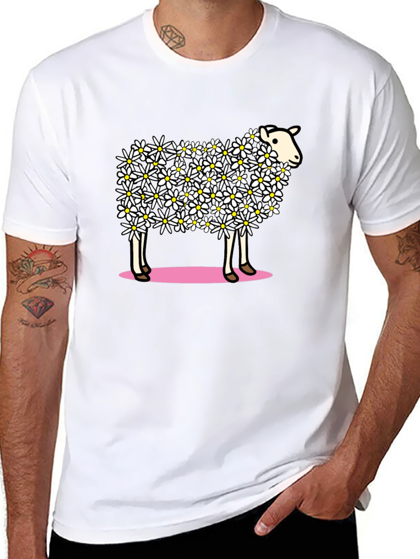 Floral Sheep Graphic T-Shirt - Unique Design