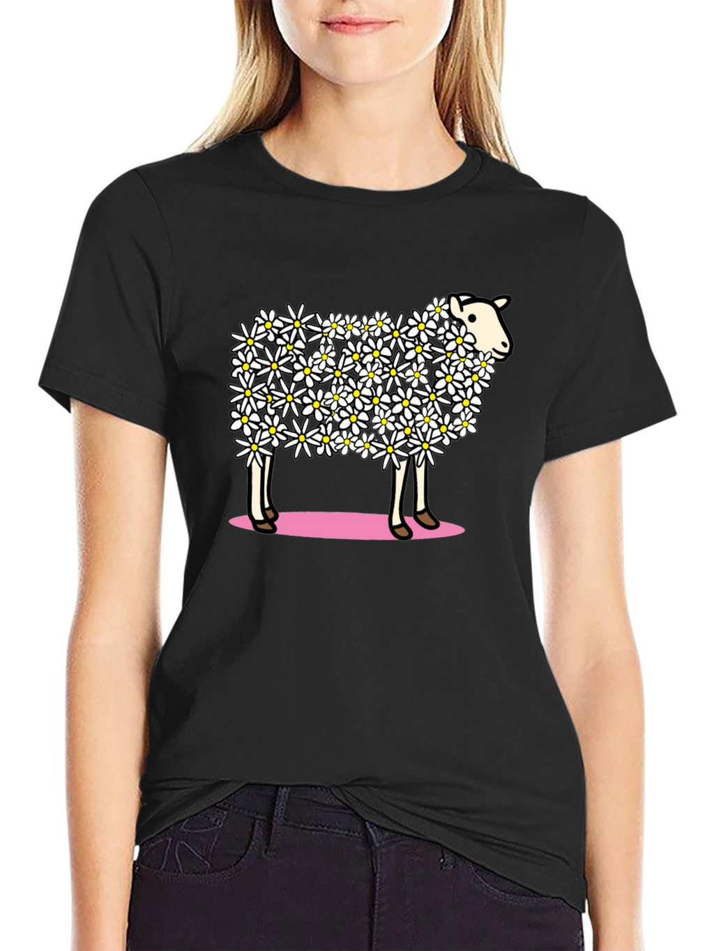 Floral Sheep Graphic T-Shirt - Unique Design
