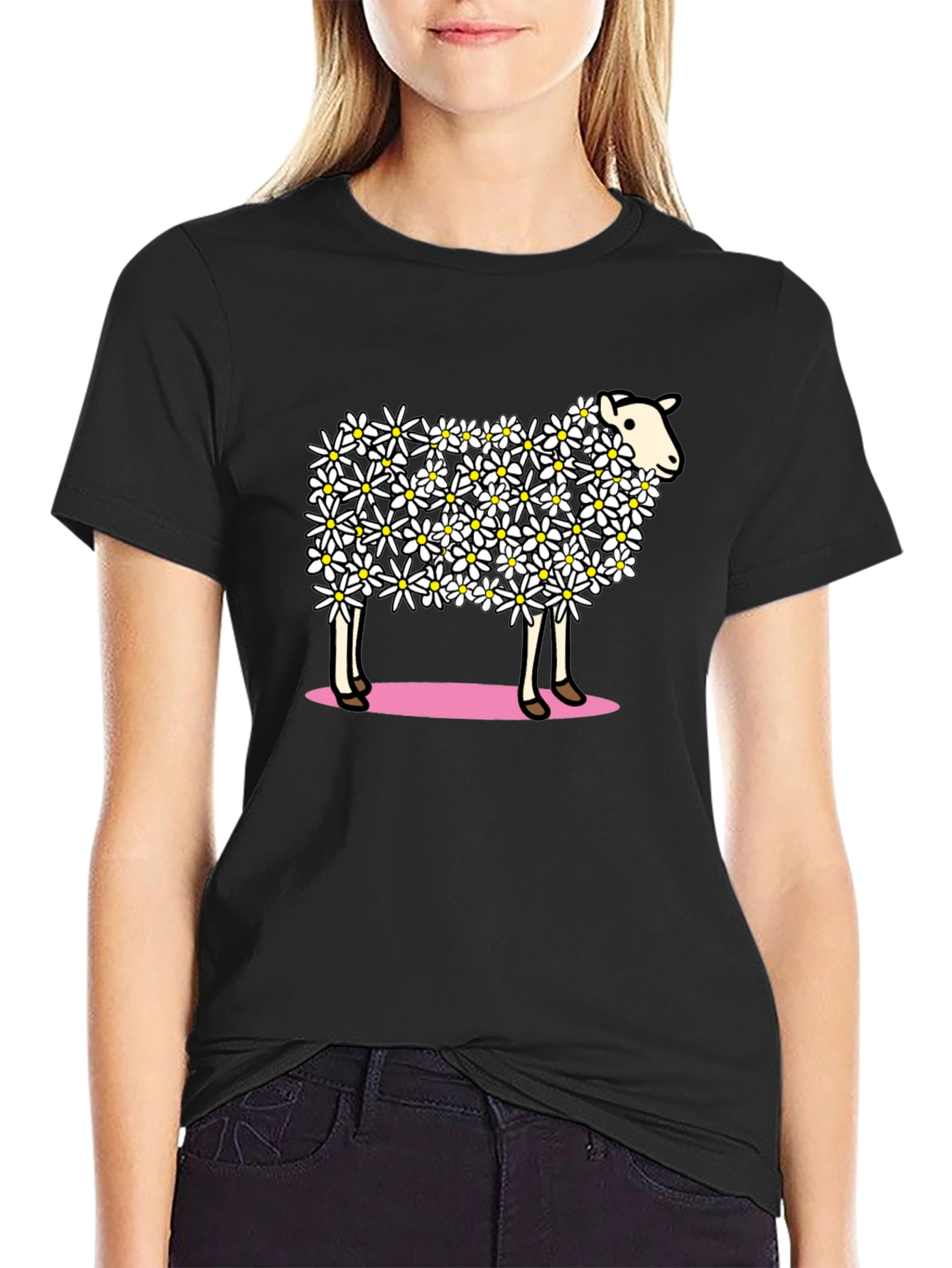 Floral Sheep Graphic T-Shirt - Unique Design
