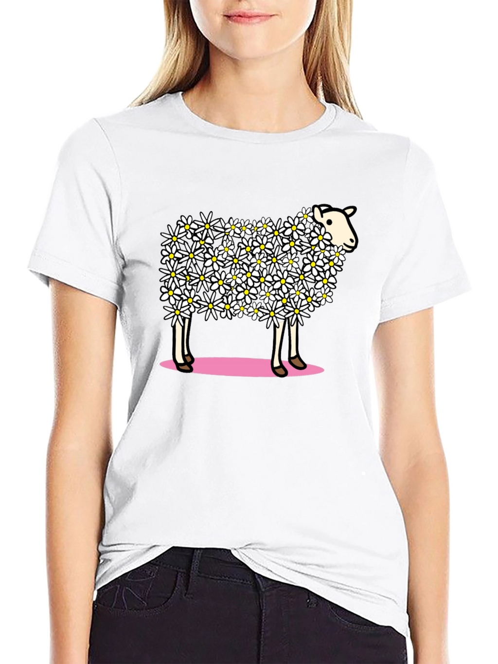 Floral Sheep Graphic T-Shirt - Unique Design