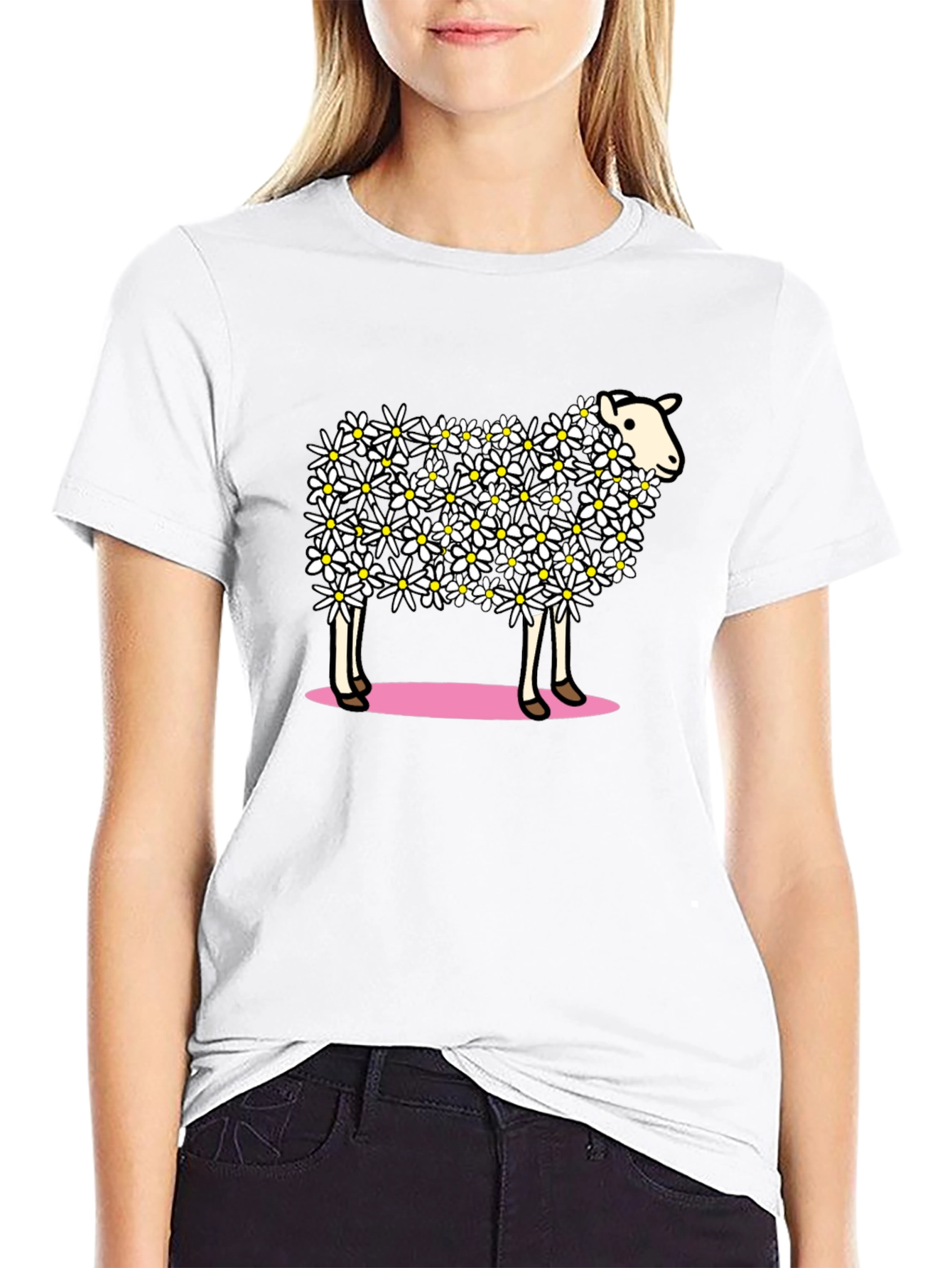 Floral Sheep Graphic T-Shirt - Unique Design