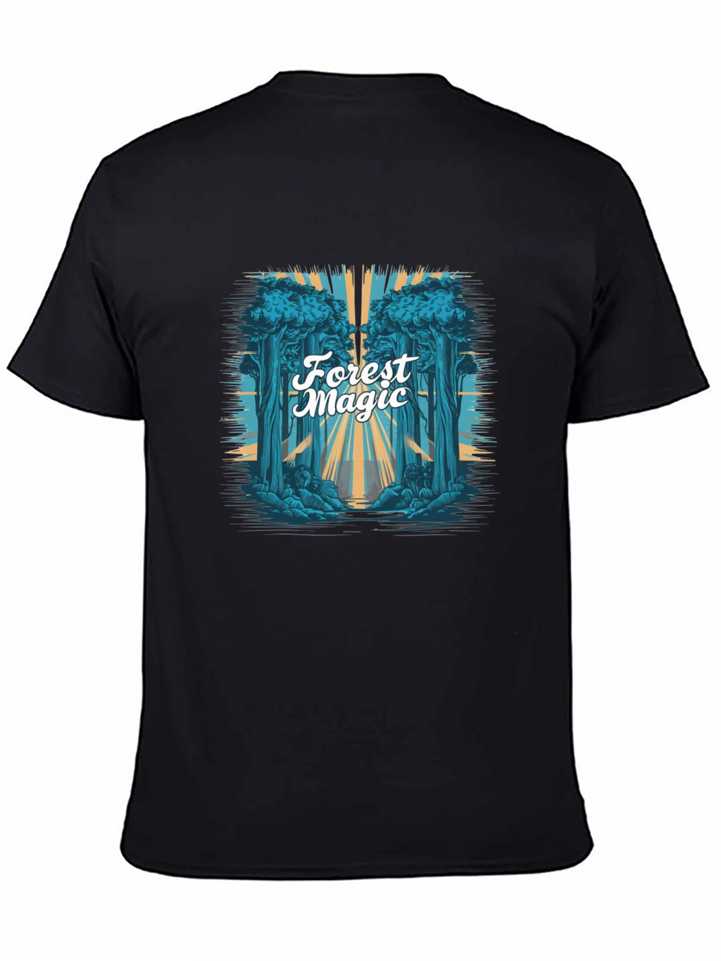 Forest Magic Graphic Tee - Black Cotton T-Shirt