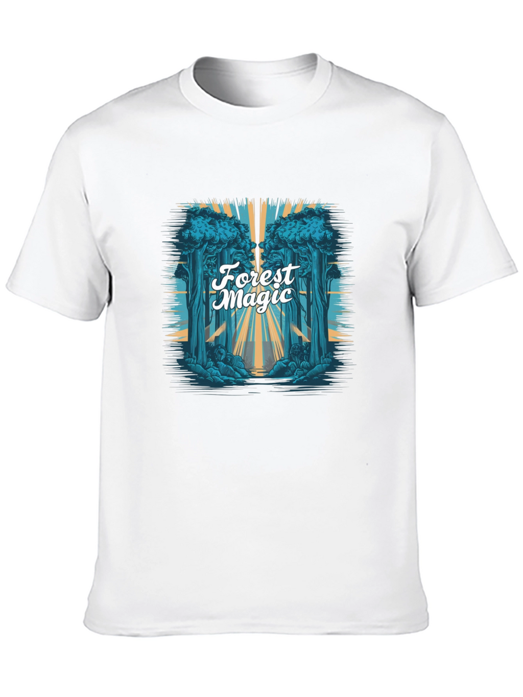 Forest Magic Graphic Tee - Black Cotton T-Shirt