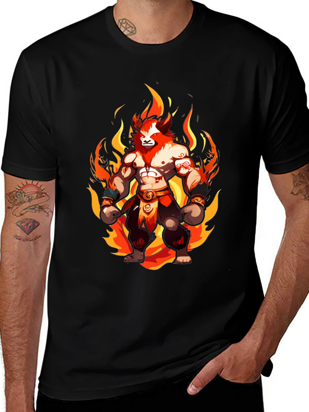 Fiery Lion Warrior Graphic Tee