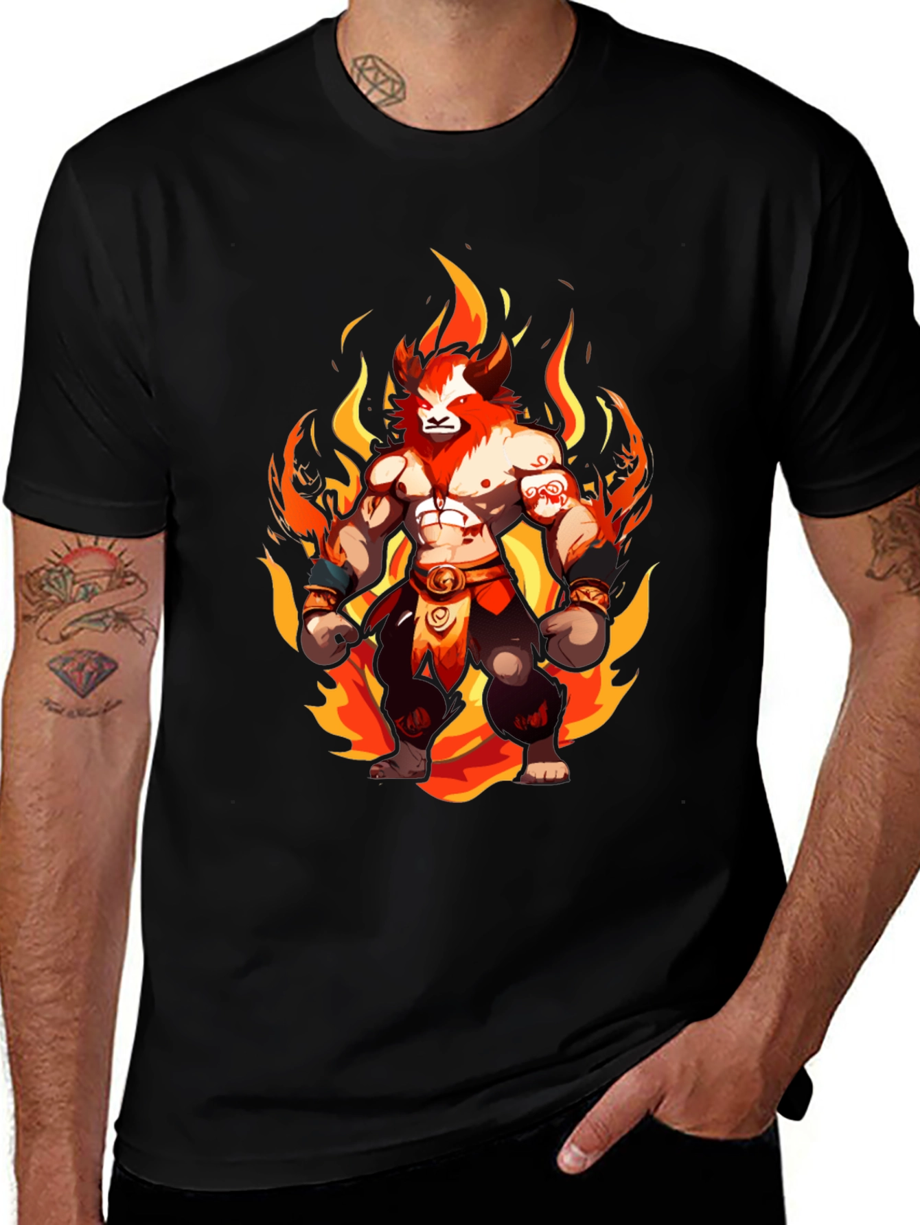 Fiery Lion Warrior Graphic Tee