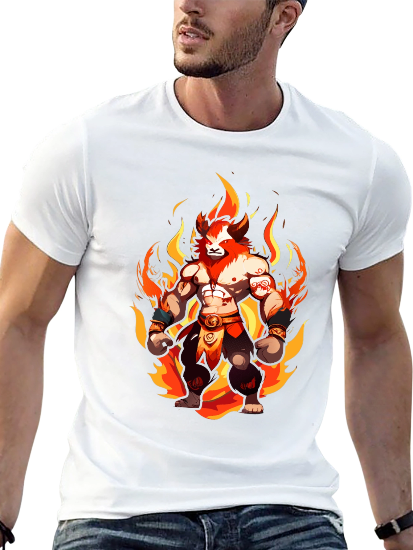 Fiery Lion Warrior Graphic Tee