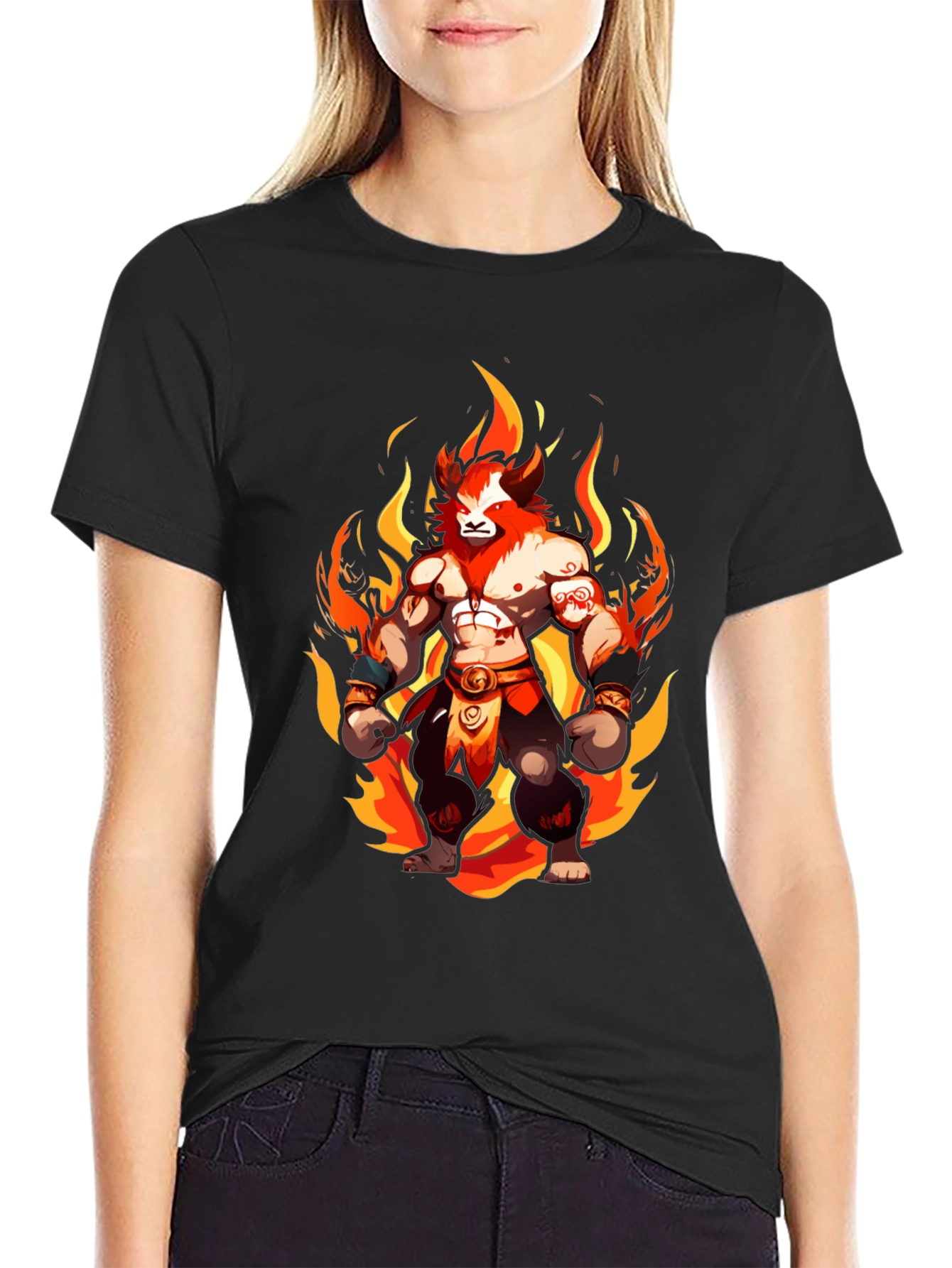 Fiery Lion Warrior Graphic Tee