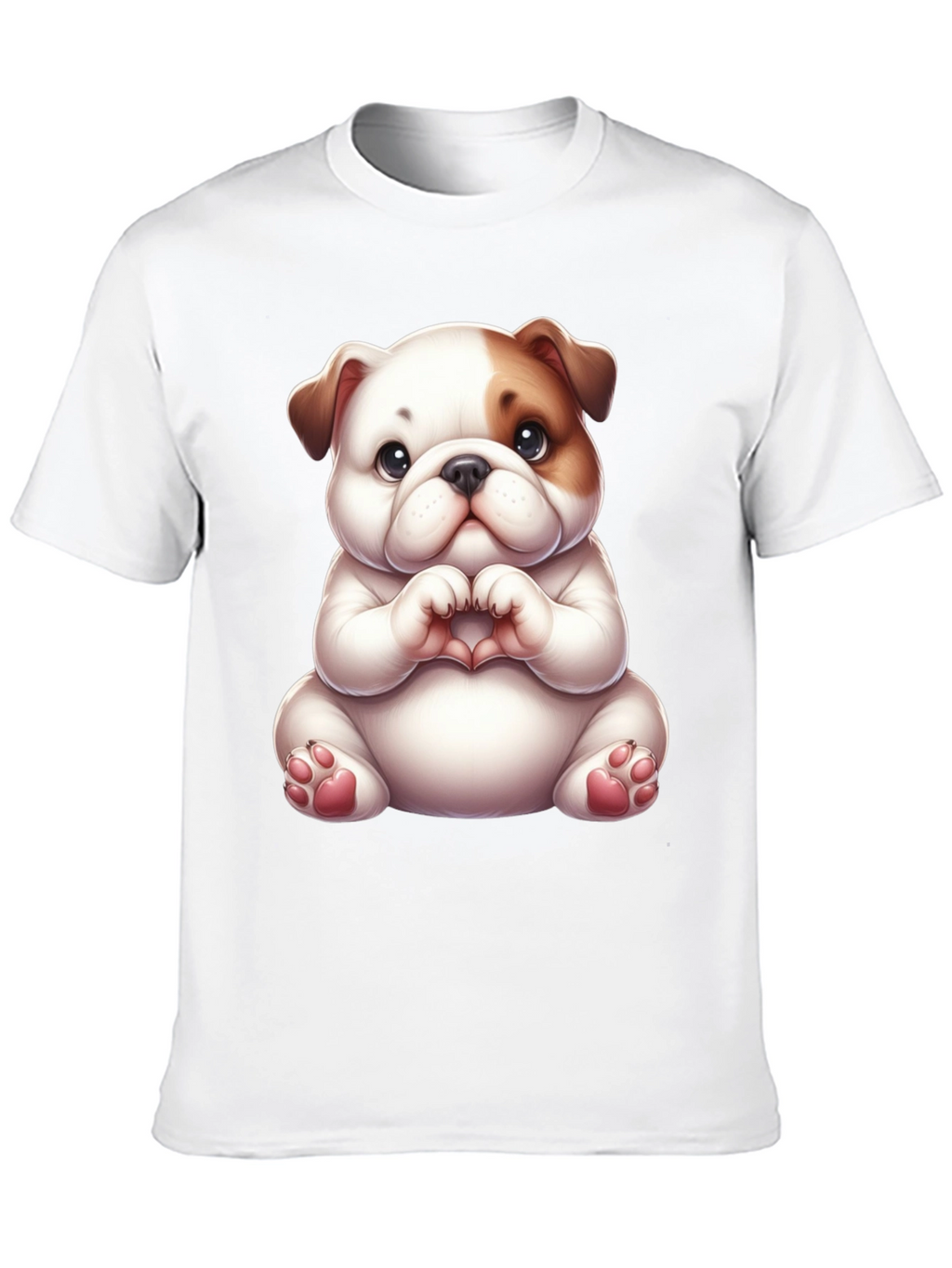 Cute Bulldog Heart Hands Black T-Shirt